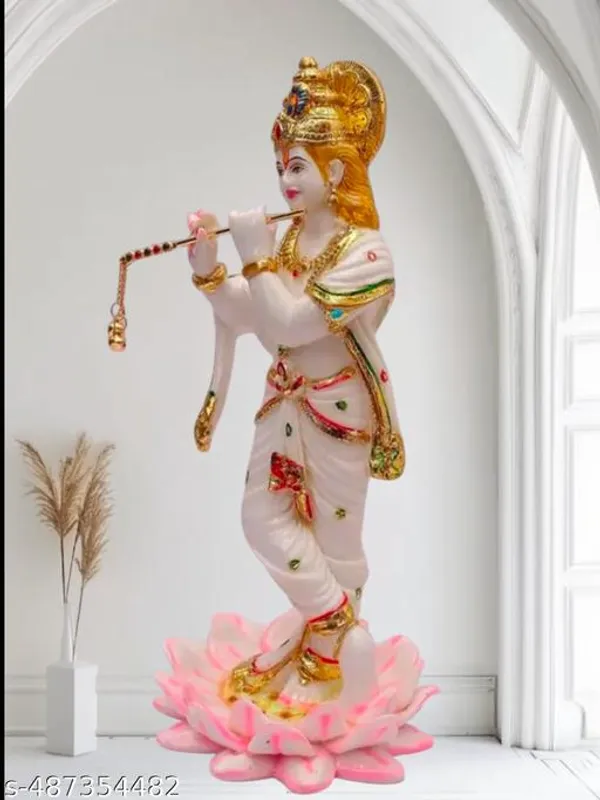 White_White_Marble_Kamal_Krishna_Ji_Stechu_Suitable_Beautiful_Lord_Lovely_Krishna_Idol_For_Home_Decor,_Office_Room
