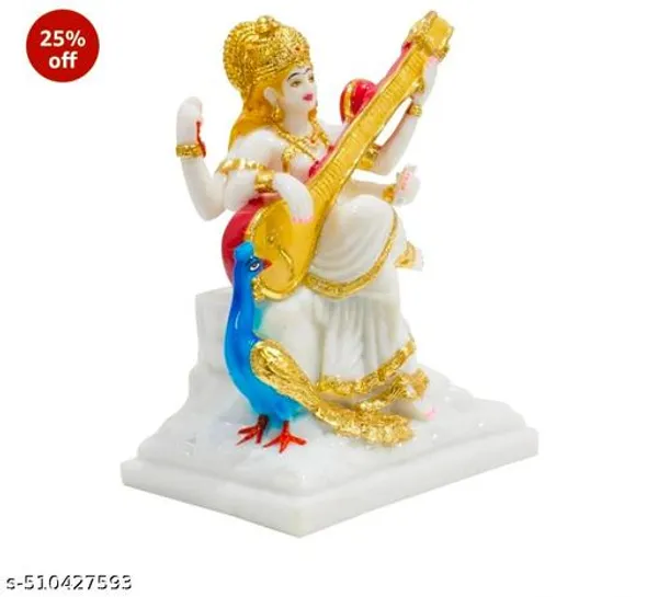 White_And_Golden_Marble_Finish_Maa_Saraswati_Idol_For_Home_Decor_|_Goddess_Saraswati_Murti_For_Pooja_Mandir_|_Study_Room_&_Gift_Showpiece