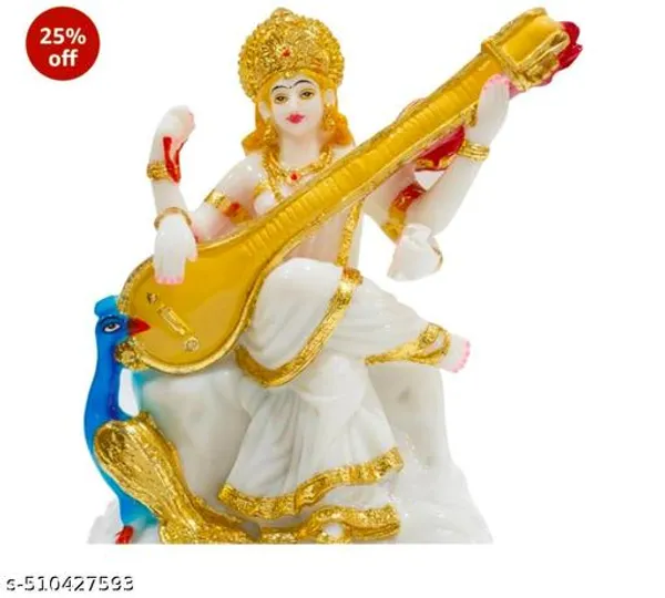 White_And_Golden_Marble_Finish_Maa_Saraswati_Idol_For_Home_Decor_|_Goddess_Saraswati_Murti_For_Pooja_Mandir_|_Study_Room_&_Gift_Showpiece