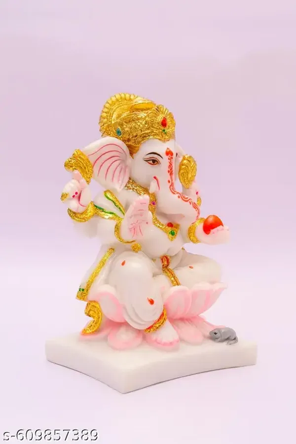 White_Marble_Finish_Lord_Ganpati_Murti_Idol_For_Home_Decor_And_Worship