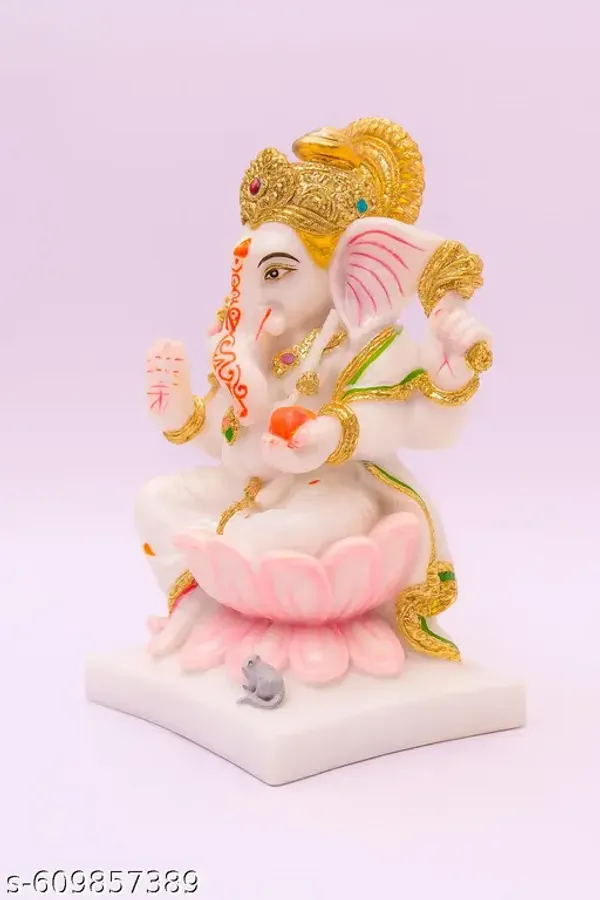 White_Marble_Finish_Lord_Ganpati_Murti_Idol_For_Home_Decor_And_Worship