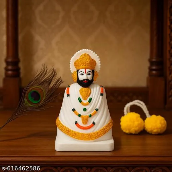 White_Khatu_Shyam_Ji_Marble_Finish_Idol_|_Premium_Lord_Shyam_Baba_Murti_|_Decorative_Spiritual_Showpiece_Figurine_For_Home_Decor_And_Worship