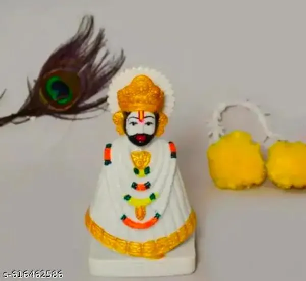 White_Khatu_Shyam_Ji_Marble_Finish_Idol_|_Premium_Lord_Shyam_Baba_Murti_|_Decorative_Spiritual_Showpiece_Figurine_For_Home_Decor_And_Worship
