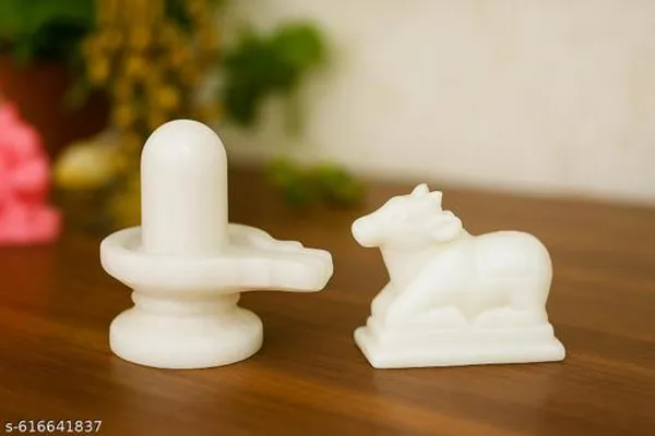 White_Marble_Shivling_With_Nandi_Statue_Set_For_Home_Temple_Pooja_|_Handmade_Natural_Stone_Mahadev_Shivling_Idol_For_Mandir_|_Diwali_Gift_Spiritual_Decor(Pack_Of_2)