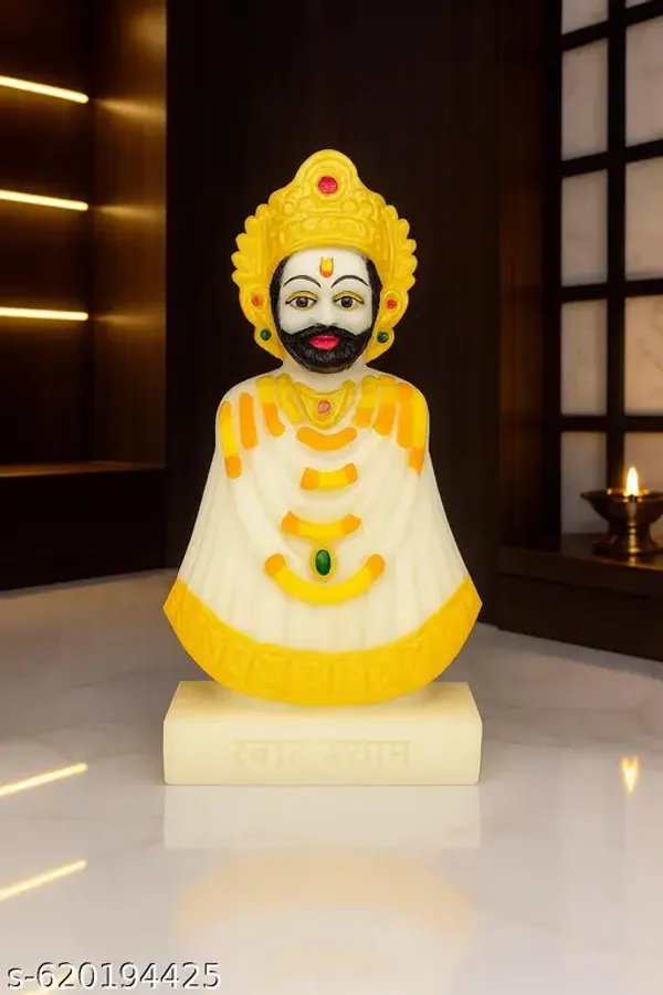 Multicolor_Khatu_Shyam_Ji_Idol_/_Statue_|_White_Marble_Finish_Decorative_Murti_Showpiece_For_Pooja_Room,_Mandir_&_Gift