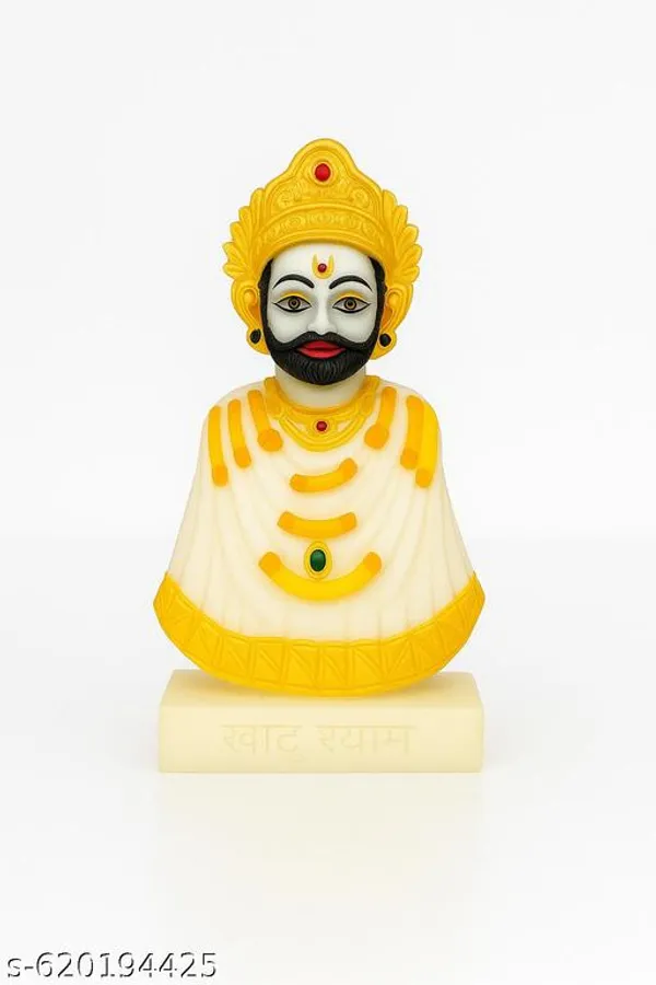 Multicolor_Khatu_Shyam_Ji_Idol_/_Statue_|_White_Marble_Finish_Decorative_Murti_Showpiece_For_Pooja_Room,_Mandir_&_Gift