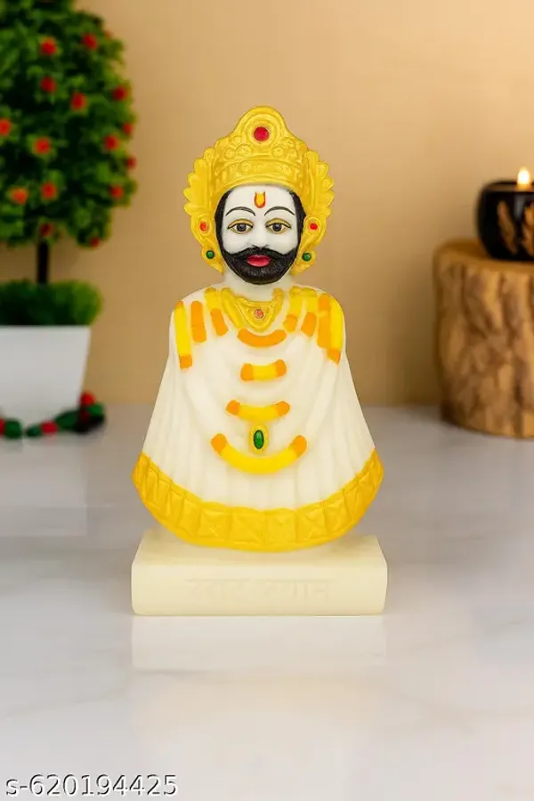Multicolor_Khatu_Shyam_Ji_Idol_/_Statue_|_White_Marble_Finish_Decorative_Murti_Showpiece_For_Pooja_Room,_Mandir_&_Gift