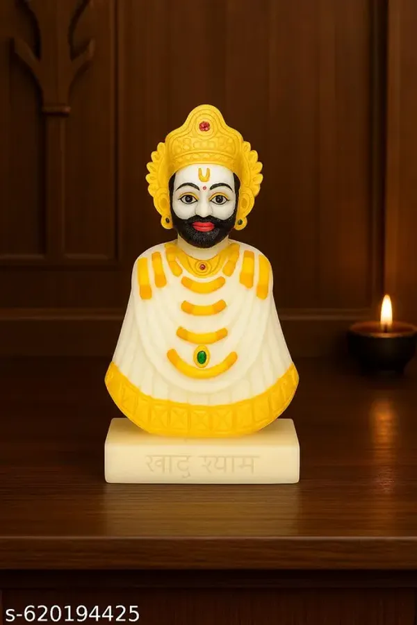 Multicolor_Khatu_Shyam_Ji_Idol_/_Statue_|_White_Marble_Finish_Decorative_Murti_Showpiece_For_Pooja_Room,_Mandir_&_Gift