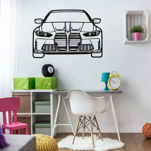 Black_BMW_M3_Metal_Wall_Art_Front_View_Car_Silhouette_Laser-Cut_Automotive_Decor_For_Garage_Living_Room_And_Office