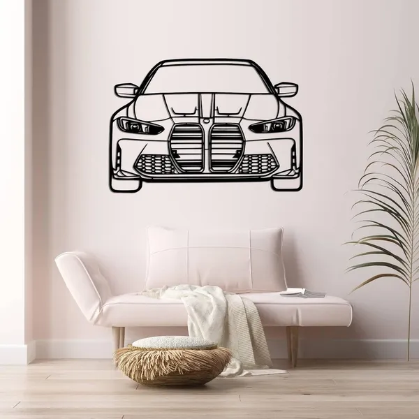 Black_BMW_M3_Metal_Wall_Art_Front_View_Car_Silhouette_Laser-Cut_Automotive_Decor_For_Garage_Living_Room_And_Office