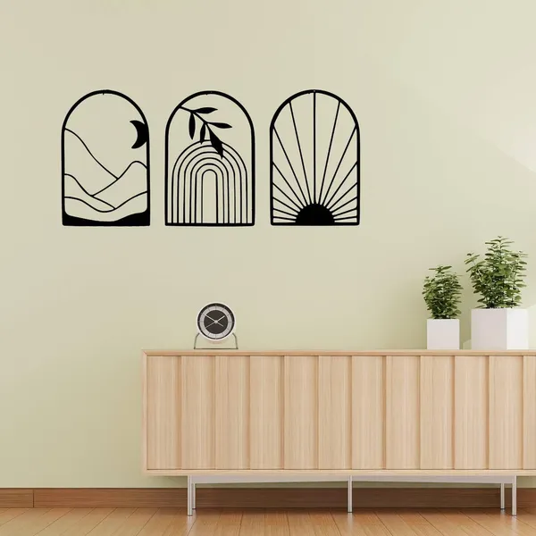 Black_Boho_Abstract_Metal_Wall_Art_Set_Of_3_Geometric_Laser_Cut_Panels_For_Living_Room_Bedroom_And_Hallway