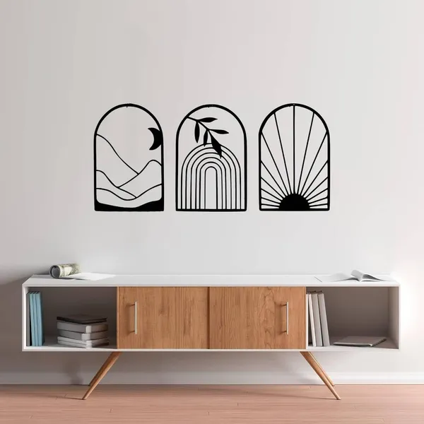 Black_Boho_Abstract_Metal_Wall_Art_Set_Of_3_Geometric_Laser_Cut_Panels_For_Living_Room_Bedroom_And_Hallway