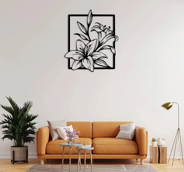 Black_Floral_Metal_Wall_Art_Lily_Flower_Laser_Cut_Decor_For_Living_Room_Bedroom_Hallway_And_Office