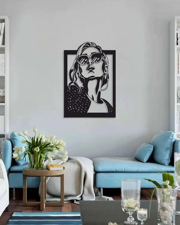 Black_Girl_With_Shades_Metal_Wall_Art_Modern_Abstract_Portrait_Frame_For_Luxury_Living_Room_Bedroom_And_Office_Decor