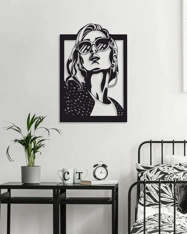 Black_Girl_With_Shades_Metal_Wall_Art_Modern_Abstract_Portrait_Frame_For_Luxury_Living_Room_Bedroom_And_Office_Decor