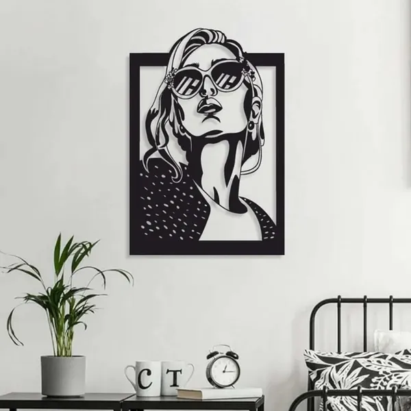 Black_Girl_With_Shades_Metal_Wall_Art_Modern_Abstract_Portrait_Frame_For_Luxury_Living_Room_Bedroom_And_Office_Decor