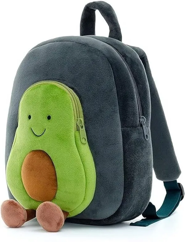 Grey_&_Green_Velvet_Cute_Elephant_Soft_Plush_Backpack_For_Boys_&_Girls