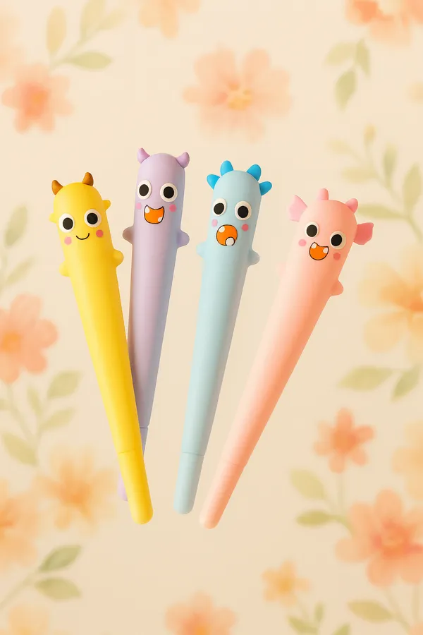 Pack_of_4_Cute_Monster_Silicone_Gel_Pens|_Kids_Cartoon_Writing_Pens