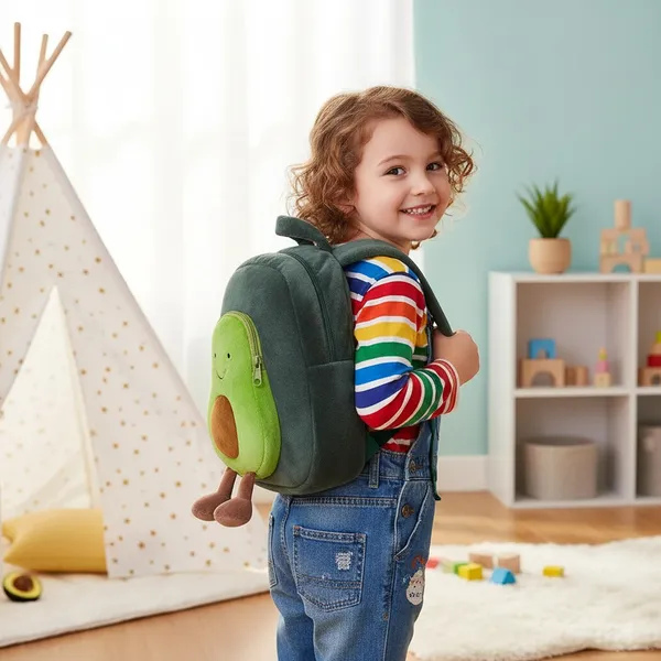 Grey_&_Green_Velvet_Cute_Elephant_Soft_Plush_Backpack_For_Boys_&_Girls