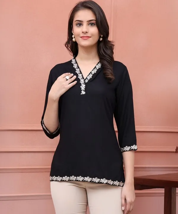 Mahira's_Comfort_Women_Embroidered,_Printed_A-line_Kurta_Black