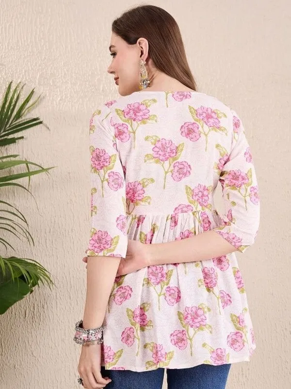 Mahira's_Comfort_Women_Floral_Print_A-line_Kurta_White