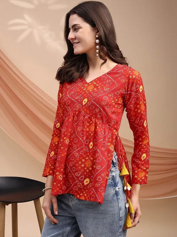 Mahira's_Comfort_Women_Printed_A-line_Kurta_Red