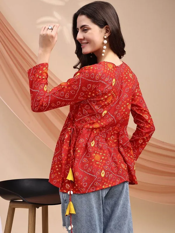Mahira's_Comfort_Women_Printed_A-line_Kurta_Red