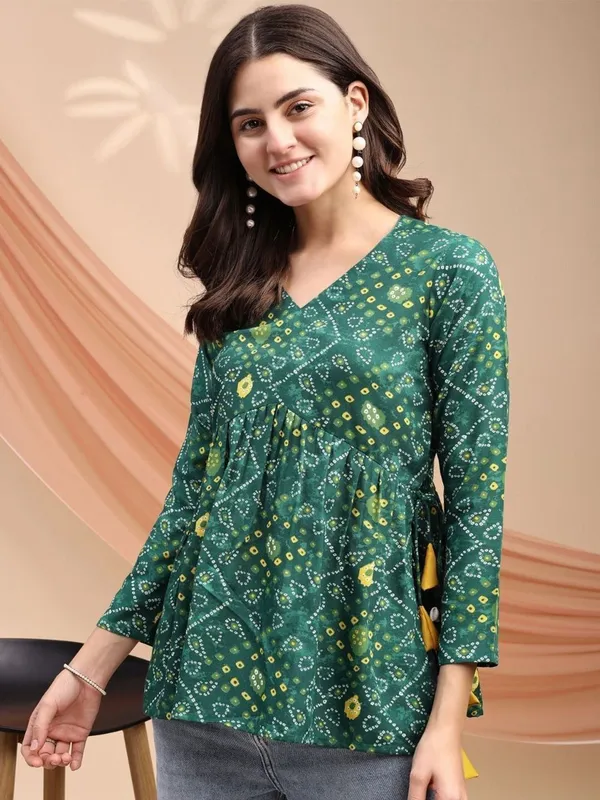 Mahira's_Comfort_Women_Printed_A-line_Kurta_Dark_Green