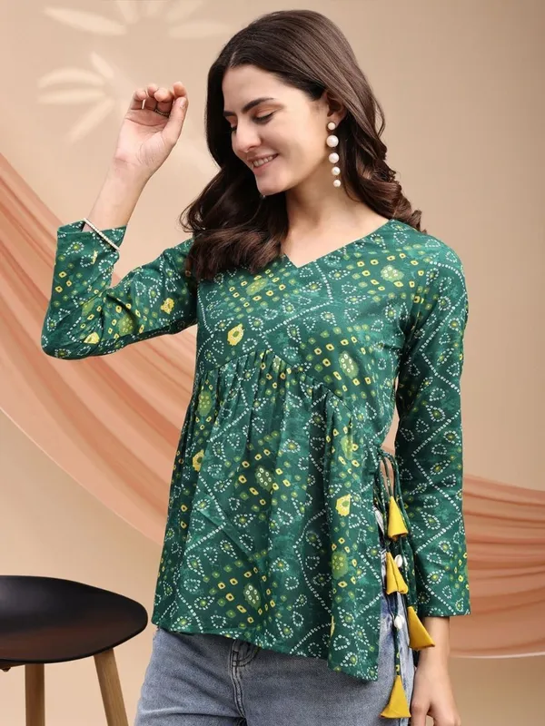 Mahira's_Comfort_Women_Printed_A-line_Kurta_Dark_Green
