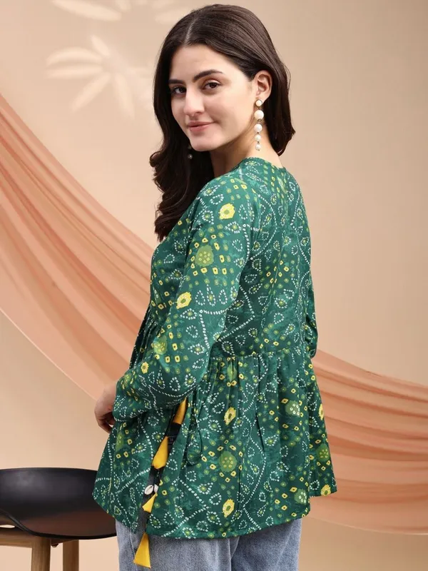 Mahira's_Comfort_Women_Printed_A-line_Kurta_Dark_Green