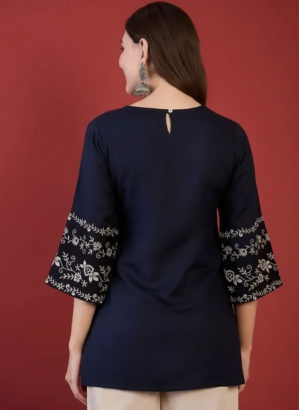 Mahira's_Comfort_Women_Embroidered_Straight_Kurta_Dark_Blue