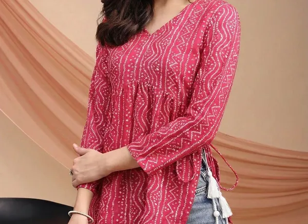 Mahira's_Comfort_Women_Printed_A-line_Kurta_Pink