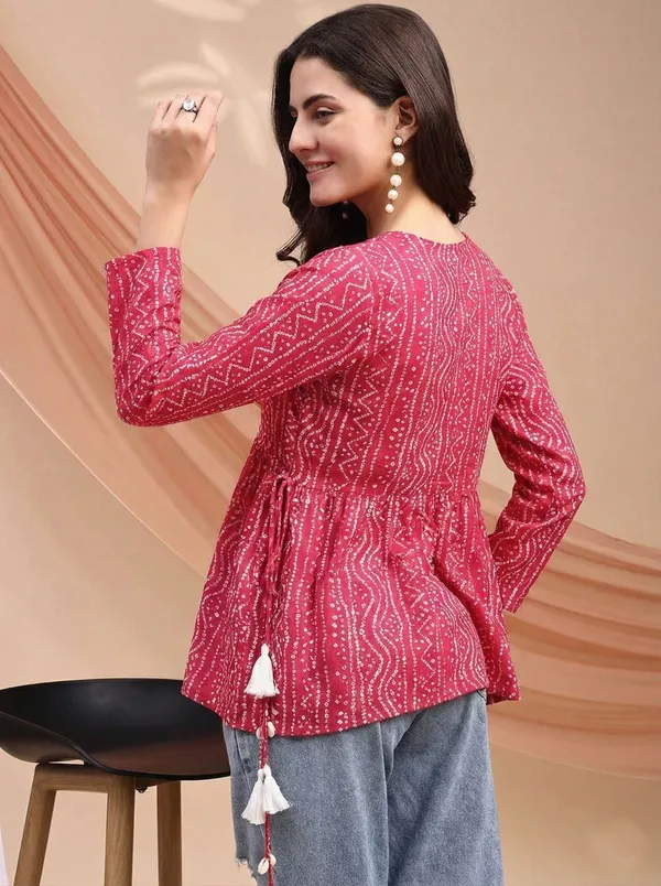 Mahira's_Comfort_Women_Printed_A-line_Kurta_Pink