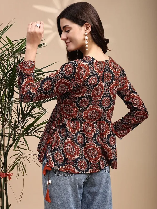 Mahira's_Comfort_Women_Printed_A-line_Kurta_Maroon
