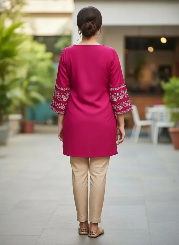 Mahira's_Comfort_Women_Embroidered_A-line_Kurta_Pink