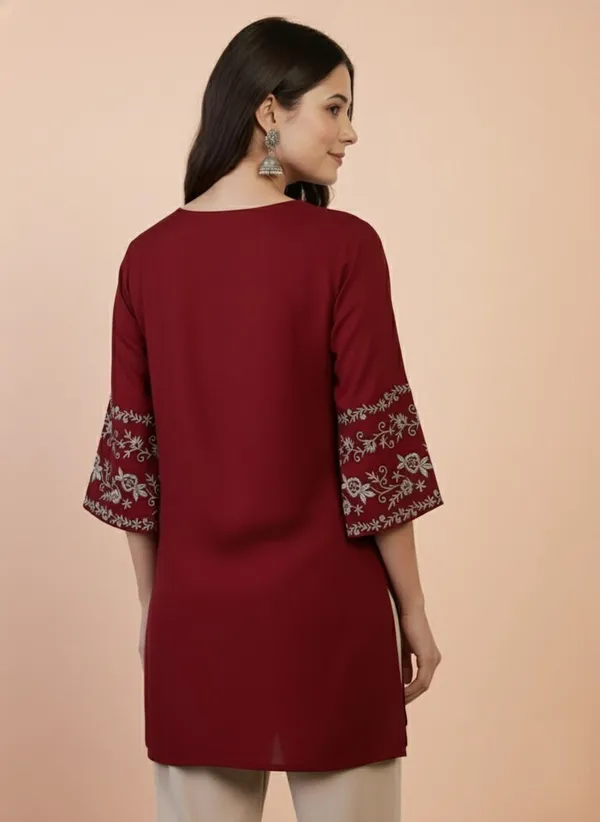 Mahira's_Comfort_Women_Embroidered_A-line_Kurta_Maroon