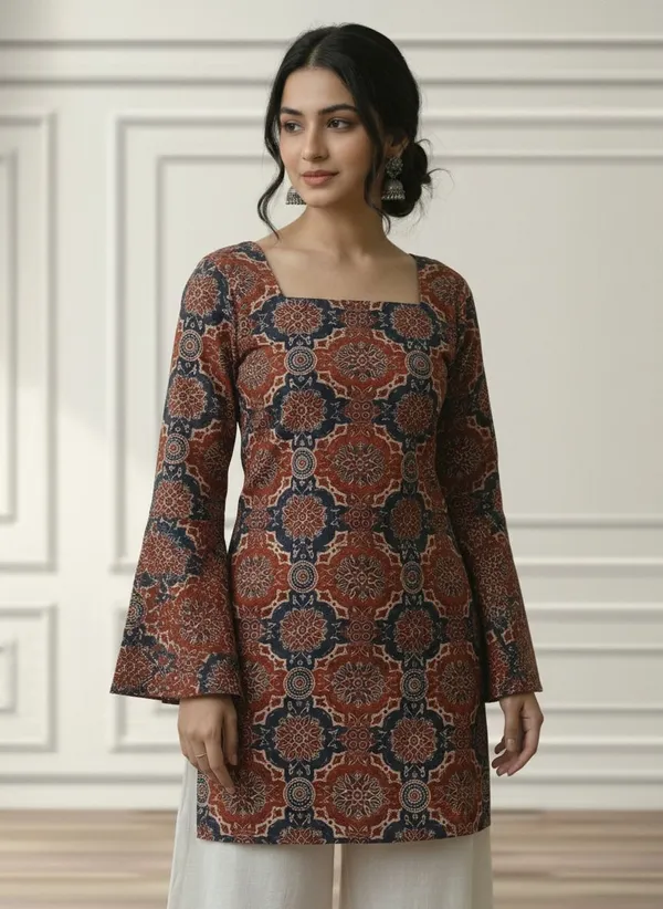 Mahira's_Comfort_Women_Printed_Straight_Kurta_Maroon