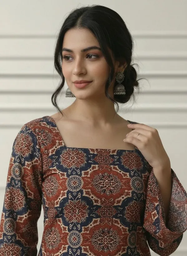 Mahira's_Comfort_Women_Printed_Straight_Kurta_Maroon