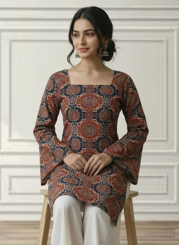 Mahira's_Comfort_Women_Printed_Straight_Kurta_Maroon