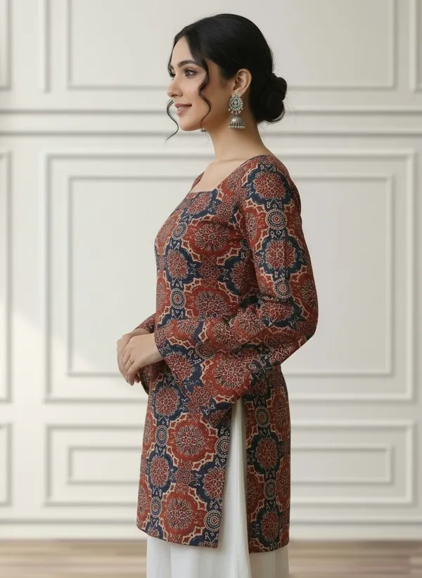 Mahira's_Comfort_Women_Printed_Straight_Kurta_Maroon