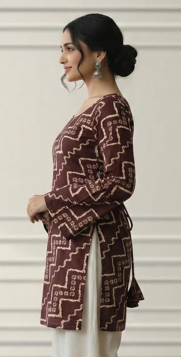 Mahira's_Comfort_Women_Printed_Straight_Kurta_Maroon
