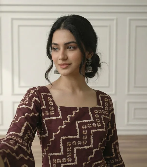 Mahira's_Comfort_Women_Printed_Straight_Kurta_Maroon