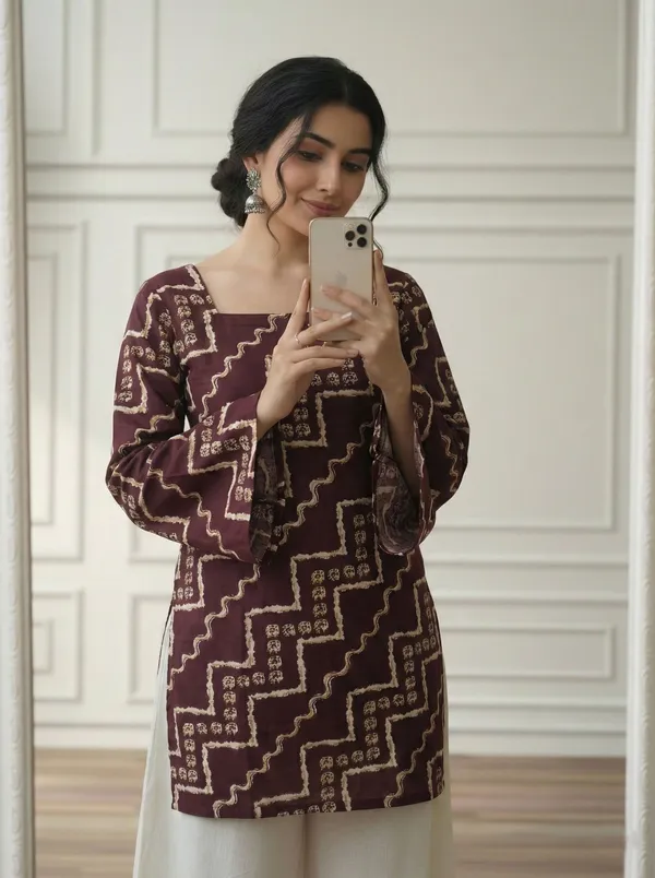 Mahira's_Comfort_Women_Printed_Straight_Kurta_Maroon