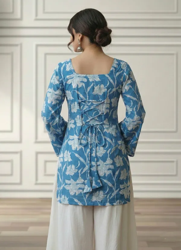 Mahira's_Comfort_Women_Printed_Straight_Kurta_Blue
