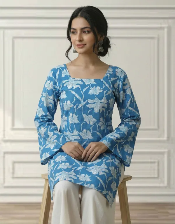 Mahira's_Comfort_Women_Printed_Straight_Kurta_Blue