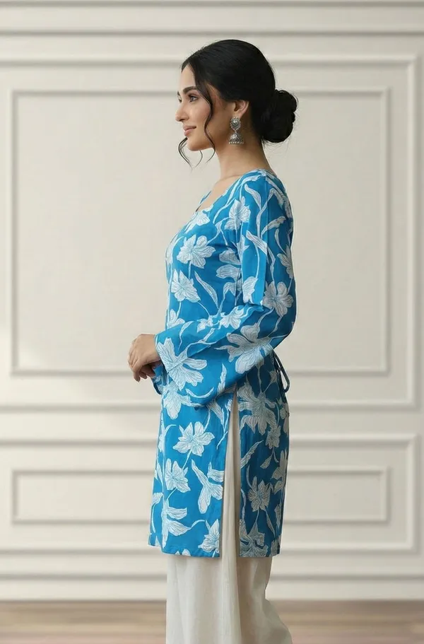 Mahira's_Comfort_Women_Printed_Straight_Kurta_Blue