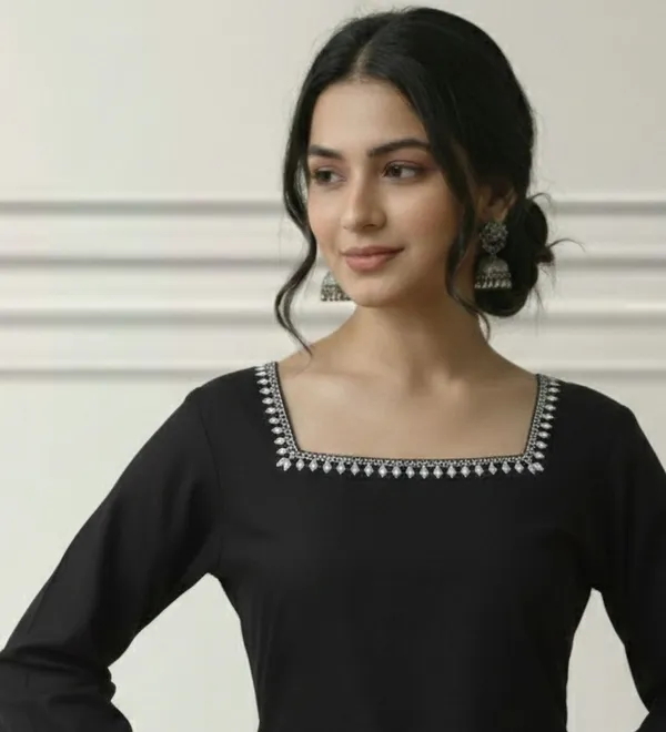Mahira's_Comfort_Women_Solid_Straight_Kurta_Black