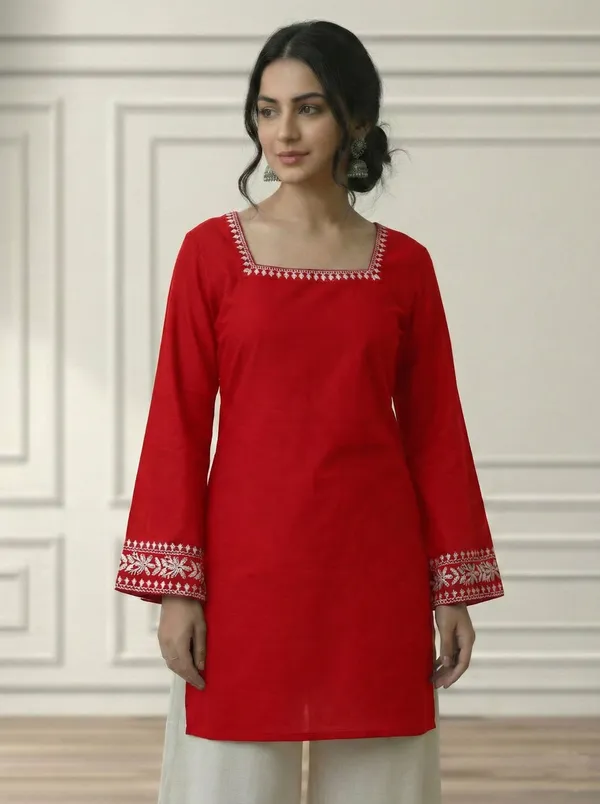 Mahira's_Comfort_Women_Solid_Straight_Kurta_Red