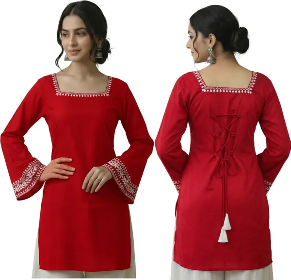 Mahira's_Comfort_Women_Solid_Straight_Kurta_Red