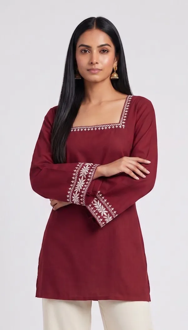 Mahira's_Comfort_Women_Solid_Straight_Kurta_Maroon